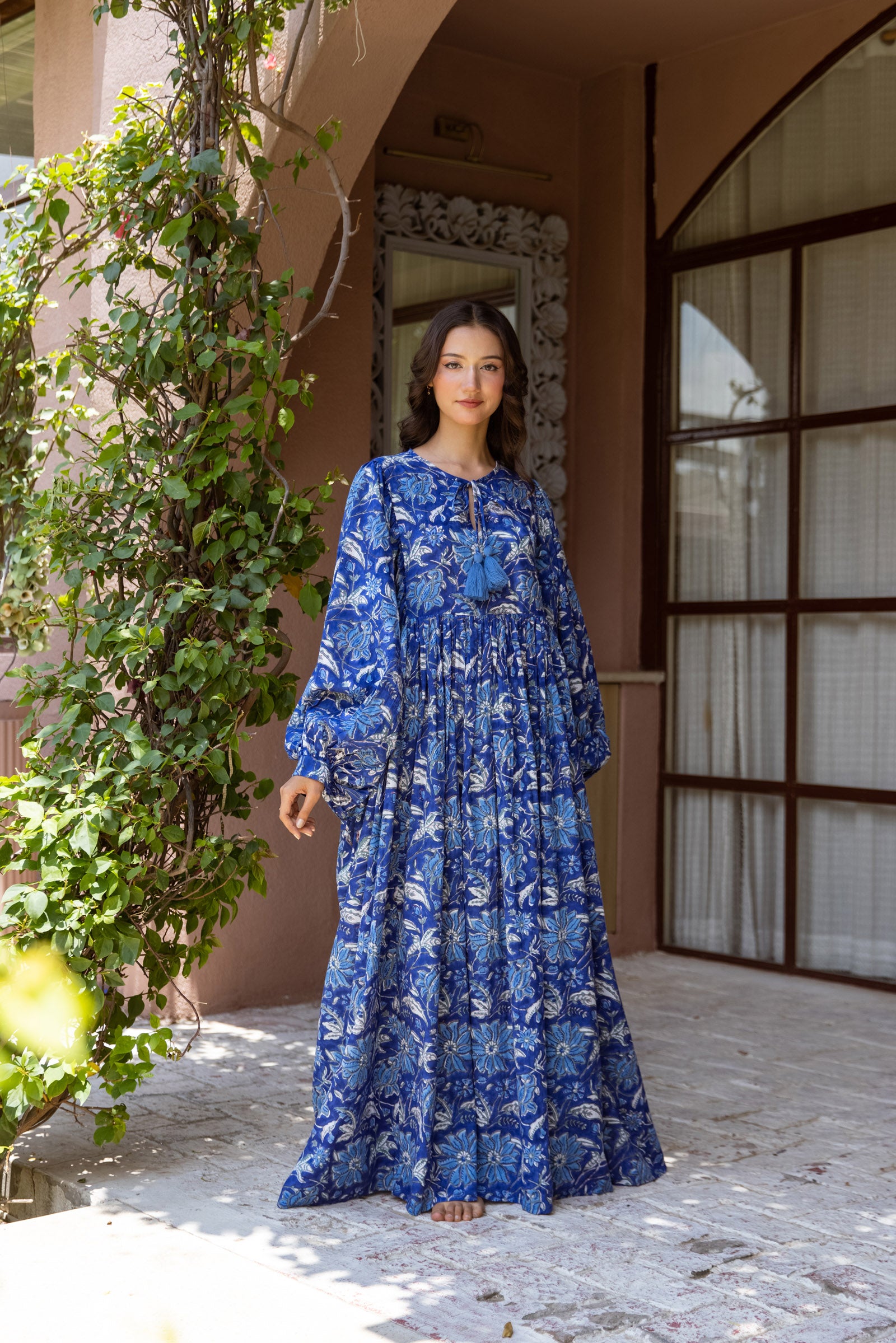 Indigo Gul Maxi Dress - Free Size