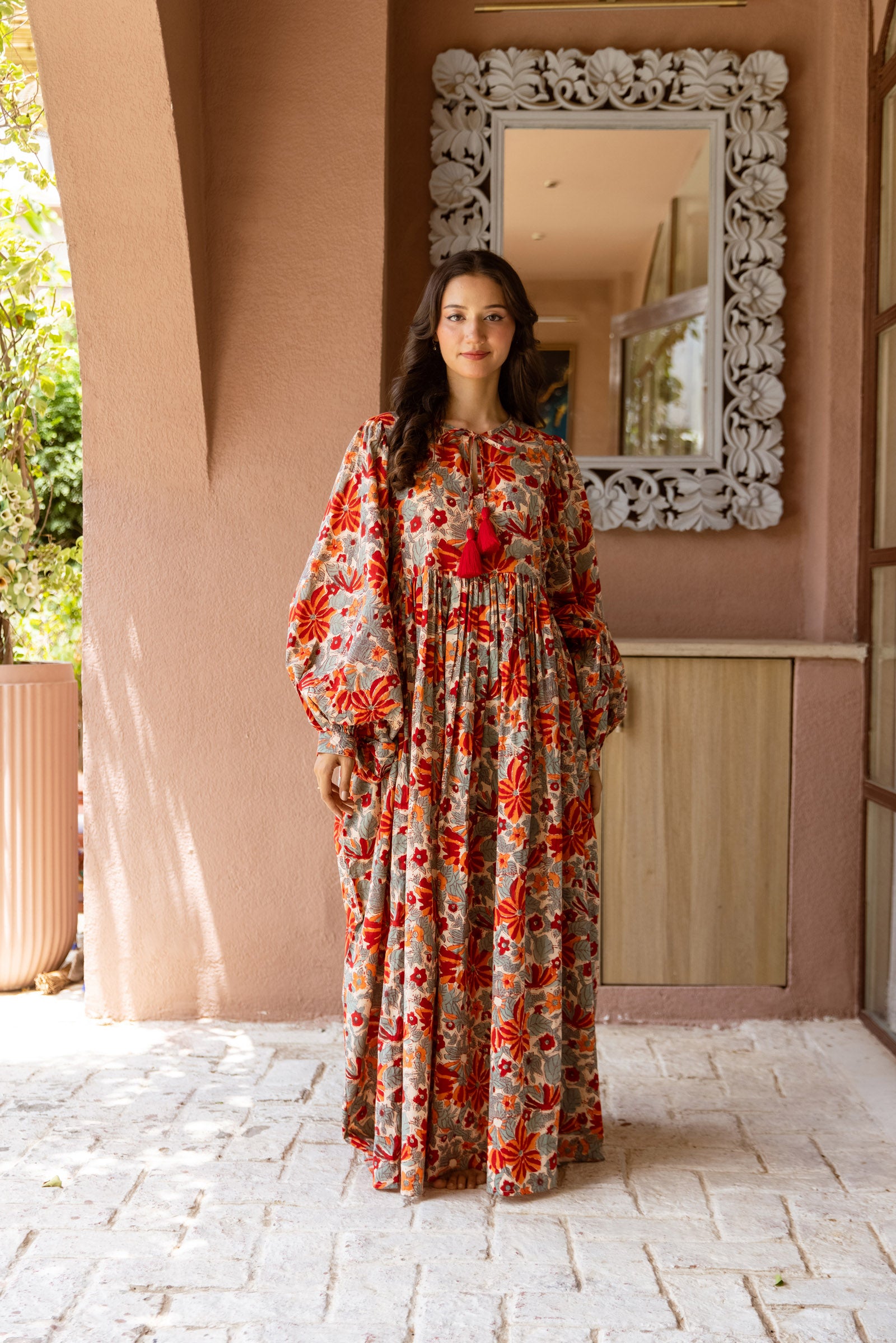 Scarlet Gul Maxi Dress - Free Size