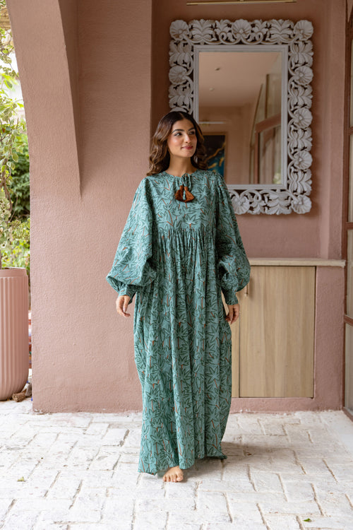 Sage Gul Maxi Dress - Free Size